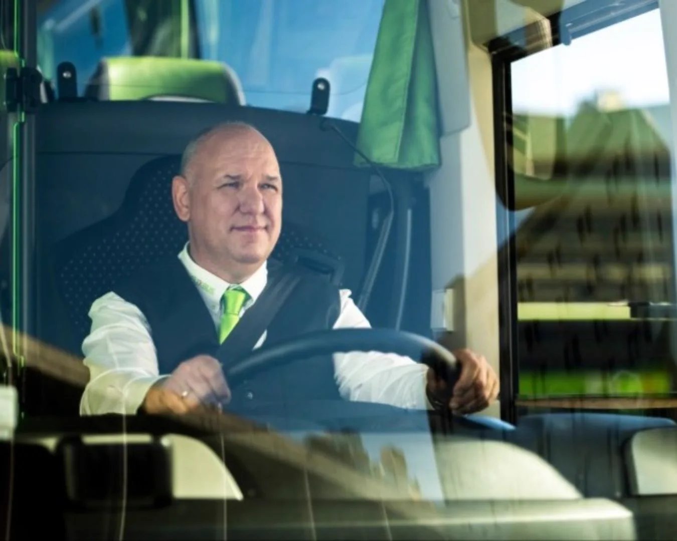 FlixBus driver at the wheel